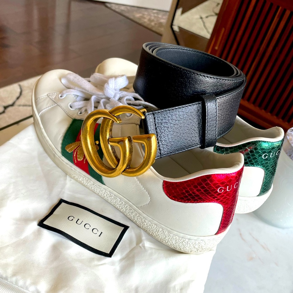 Gucci Bundle - Ace Sneakers + Marmont Belt